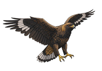 Obraz premium Golden Eagle Wings Spread, Majestic Bird of Prey Image