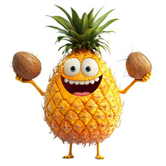 highly detailed ultra-realistic 3d character of a pineapple
