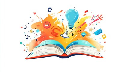 Open book with creative explosion