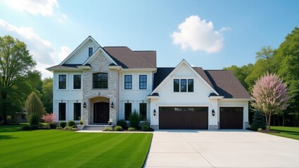 Obraz premium Surreal and vibrant cinematic photo of a beautiful house with striking colors and artistic environmental elements