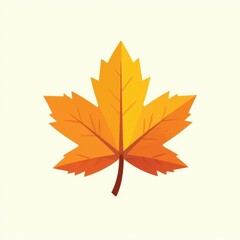 Vibrant orange-yellow autumn leaf against a soft cream background.