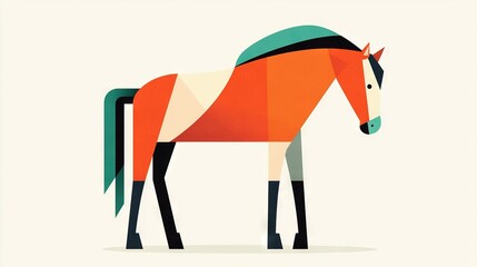 Obraz premium A colorful paper horse stands in the center of the image
