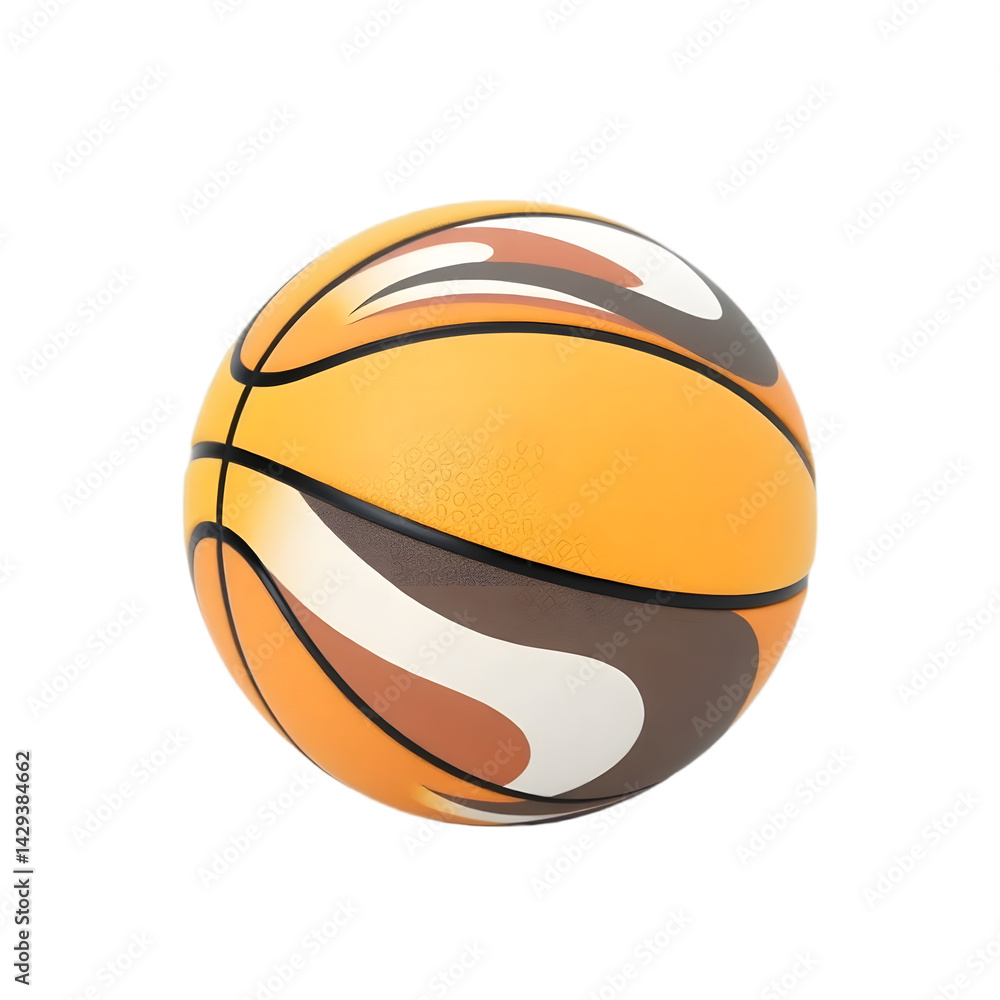 Aufkleber Modern Basketball Design, A 3d Render Showcases A Stylized Ball With Bold Patterns. Isolated On A Clean White Background. Perfect For Sports Projects. Ready For Download Now.