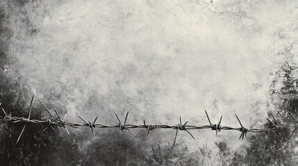 Barbed wire fence on grunge wall background