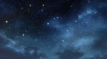 Naklejka premium Celestial Nightsky: A Dreamy Canvas of Stars Illuminating the Dark Blue Universe
