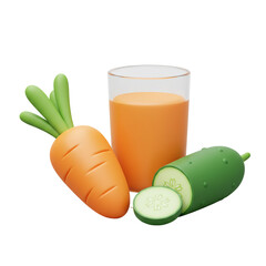 3d Illustration Preparing Healthy Juice with Carrot Cucumber Ingredients for Wellness
