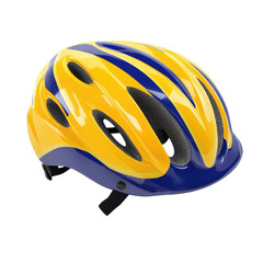 Yellow and Blue Bicycle Helmet Isolated Against a Transparent Background