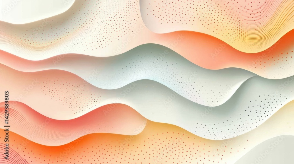 Poster abstract background with soft ecru tones dotted design and eggshell paper texture