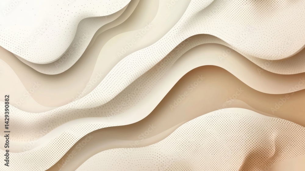 Poster abstract background with soft ecru tones dotted design and eggshell paper texture