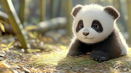 Adorable giant panda close up peaceful wildlife nature