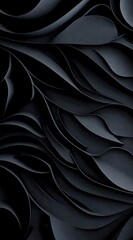 Obraz premium An abstract black-toned artwork with layered dynamic curves and three-dimensional depth.
