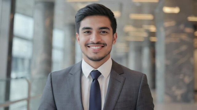 A confident businessman portrait smiling in his office