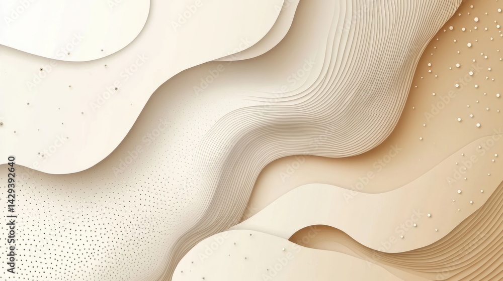 Fototapete abstract background with soft ecru tones dotted design and eggshell paper texture