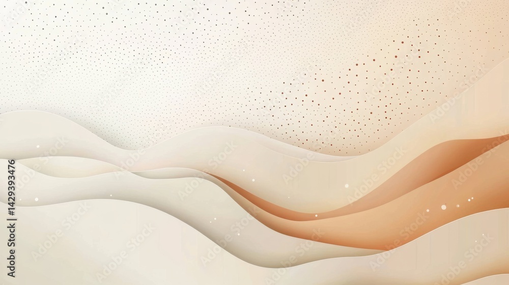 Poster abstract background with soft ecru tones dotted design and eggshell paper texture