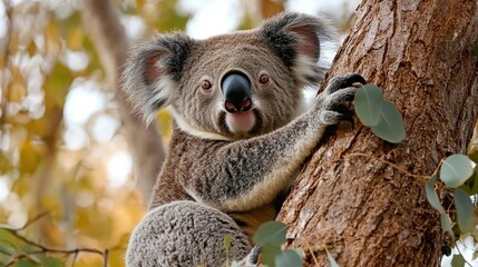 Obraz premium Adorable koala closeup wildlife photography soft fur alert expression