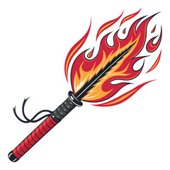 Design a dynamic icon depicting a fiery red whip, slashing through the air, suggesting a powerful flame whip skill.  High detail, vibrant colors.