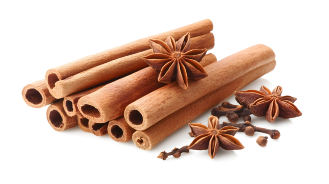 A bunch of cinnamon sticks and a star-shaped spice 