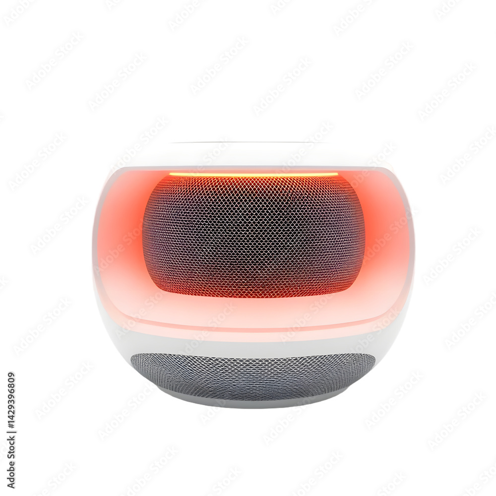 Aufkleber Futuristic Smart Speaker Render, Clean Design With Rounded Features. A Digital Home Assistant Concept. 3d Model Of Innovative Device, Isolated On White. Perfect For Tech, Innovation, And Modern