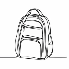 Continuous line art of a backpack on a minimalist background  