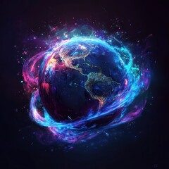 Obraz premium Energetic Earth with Global Glow.