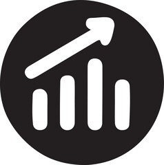 Silhouette vector EPS icon of a growth chart, ideal for business, finance, analytics, progress tracking, and performance-related designs.
