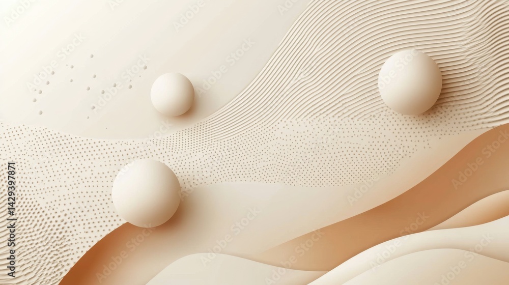 Poster abstract background with soft ecru tones dotted design and eggshell paper texture