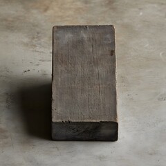 Fototapeta premium Rustic Dark Brown Wooden Block on Concrete Background