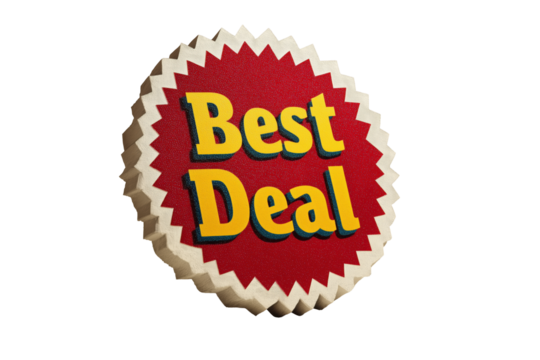 Best Deal Abzeichen im Retro-Stil mit Sonnenstrahlen-Design PNG mit transparentem Hintergrund

