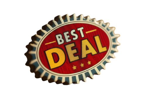 Best Deal Abzeichen im Retro-Stil mit Sonnenstrahlen-Design PNG mit transparentem Hintergrund

