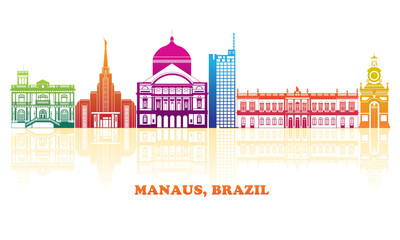 Obraz premium Colourfull Skyline panorama of city of Manaus, Brazil - vector illustration