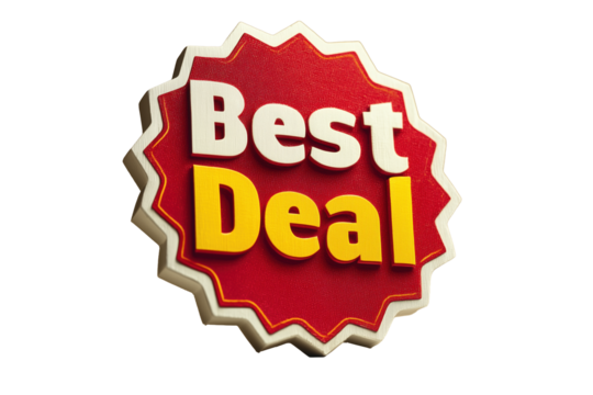 Best Deal Abzeichen im Retro-Stil mit Sonnenstrahlen-Design PNG mit transparentem Hintergrund

