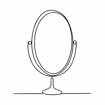 recommend clip art: Minimalist line art of a vanity mirror on a table  