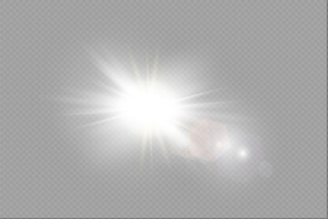 Obraz premium Vector sunlight special lens flare light effect on isolated background. Light, sunrays, overlays, lens flare.