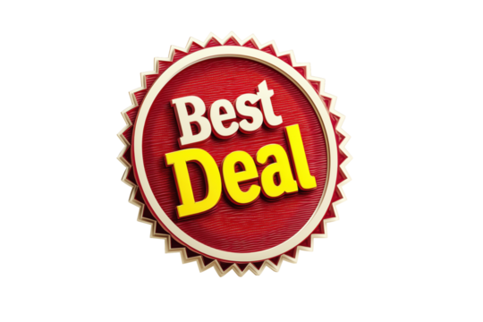 Best Deal Abzeichen im Retro-Stil mit Sonnenstrahlen-Design PNG mit transparentem Hintergrund

