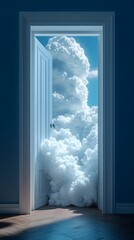 Surreal Flight in 3D Through Bright White Puffy Clouds