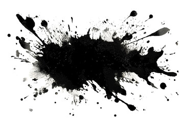 Dynamische schwarze Tusche- und Tintenspritzer als abstrakte Kunstform PNG mit transparentem Hintergrund

