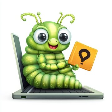 Verme Computer issues a warning about a computer virus represented by a cartoon worm