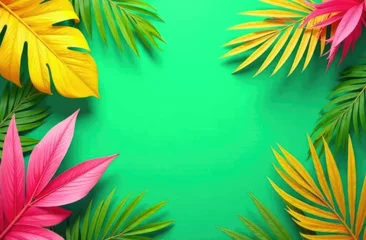 Rollo Muster tropical leaf and many flowers seamles pattern  © Krystsina