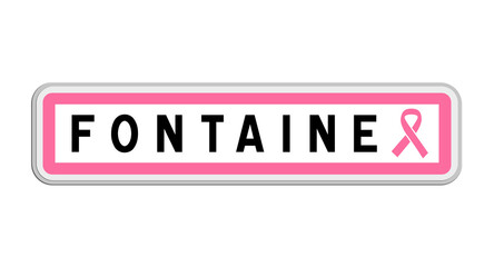 Panneau de sortie de Fontaine, Isère, Auvergne-Rhône-Alpes avec Ruban Octobre Rose