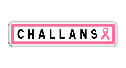 Panneau de sortie de Challans, Vendée, Pays de la Loire avec Ruban Octobre Rose