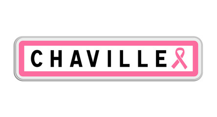 Panneau de sortie de Chaville, Hauts-de-Seine, Île-de-France avec Ruban Octobre Rose