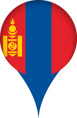Fototapeta premium Mongolia Flag Marker Icon