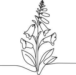 Elegant Line Art of Foxglove Flower © Tanzu