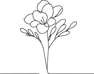 Minimal Line Art of Freesia Flower