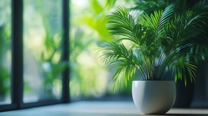 Obraz premium Lush green plant in modern pot adding life to home decor high resolution picture