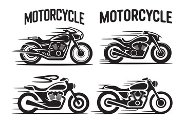 Naklejka premium Four Stylish Motorcycle Silhouettes in Motion