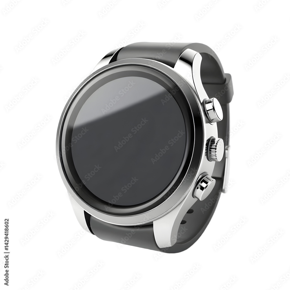 Poster sleek high-tech smartwatch visualization, modern gadgetry isolated on a white backdrop, perfect for 