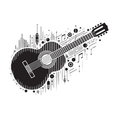 Strings of Sound: A Versatile Collection of Guitar Vector Silhouettes Celebrating the Timeless Appeal, Iconic Shape, and Musical Energy of This Classic Stringed Instrument.