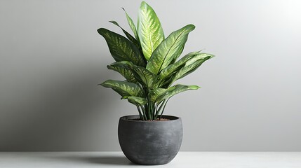 Modern potted plant with green leaves enhancing minimalist decor high resolution picture