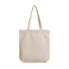 Plain Off-White Cotton Tote Bag with Shoulder Straps Isolated on transparent background 